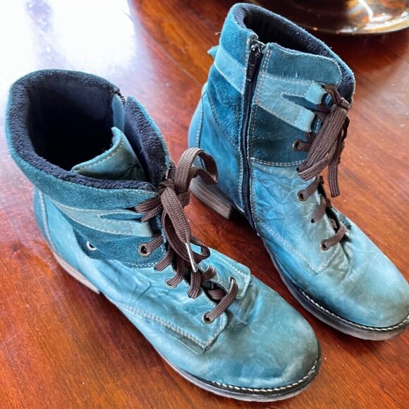 Dromedaris Women's Leather & Suede Ankle Boots -‎ Blue Size 40 - Picture 11 of 11